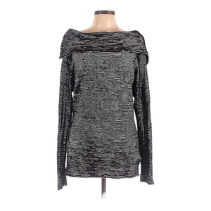 Dolan Left Coast Collection L black/white stripe‎ off shoulder drape neck top